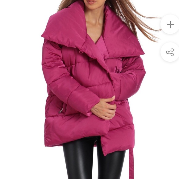Avec Les Filles Jackets & Blazers - Avec Les Filles Wrap Puffer Jacket Magenta